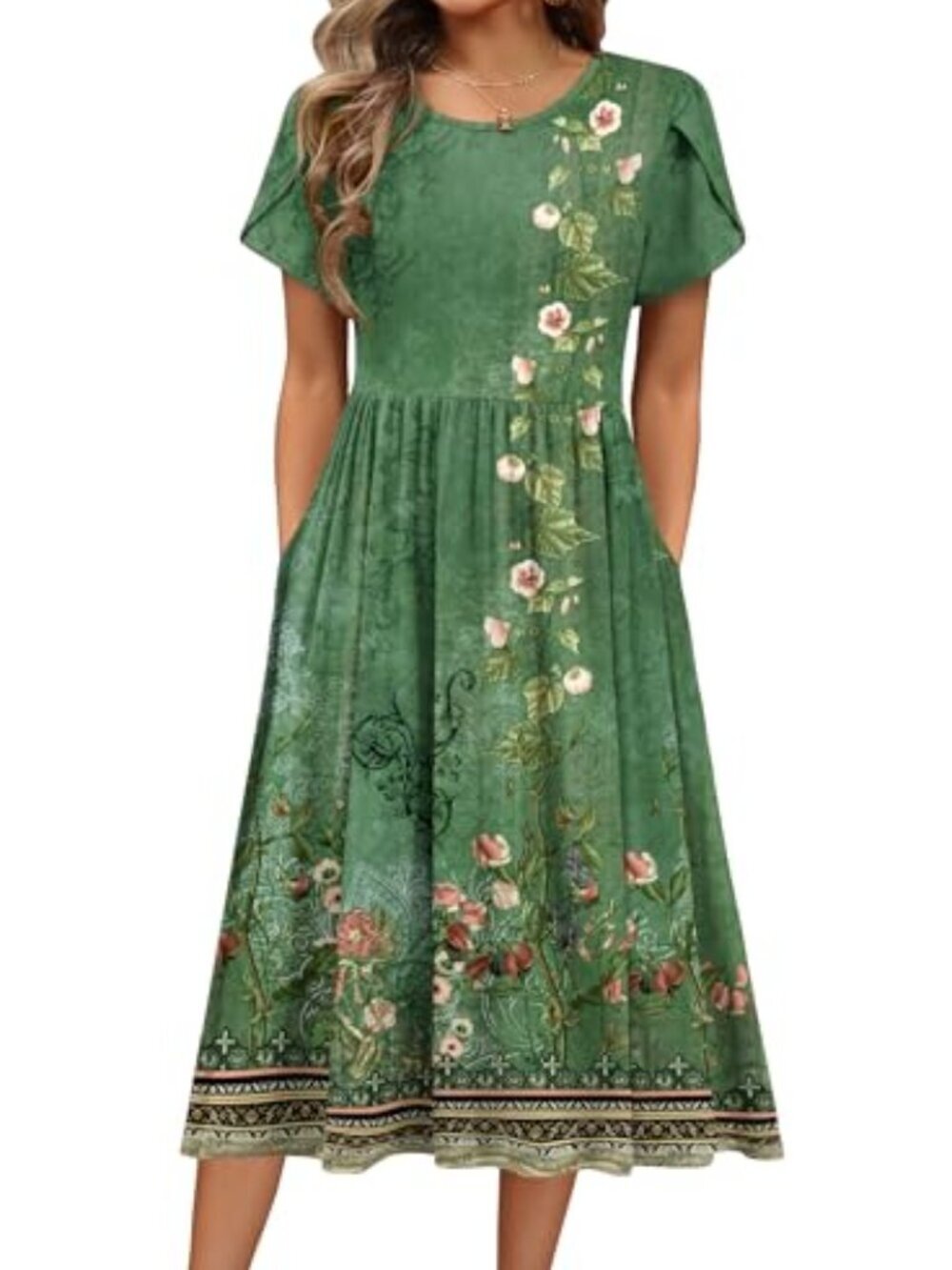🆕 Women Summer Dress Short Sleeve Midi Dress Casual T Shirt Flowy Dress Beach